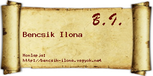 Bencsik Ilona névjegykártya
